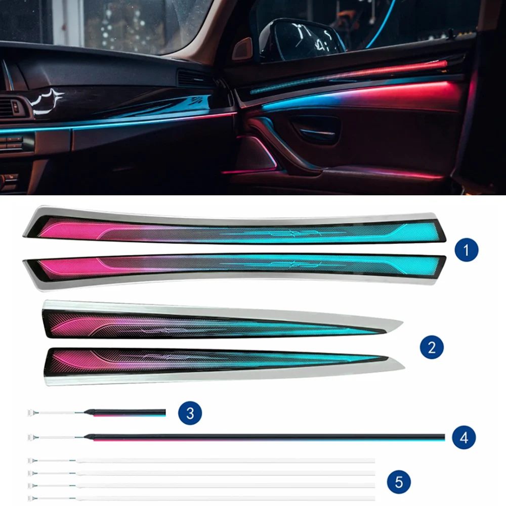 

With Door Open Warning System Auto piano wood atmospheric for BMW 5 Series F10 2011-2017 crystal Ambient Light modification lamp