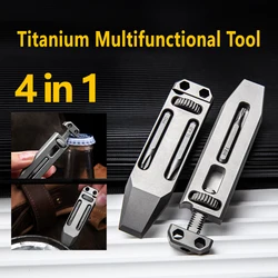 Titanium Alloy Multifunctional Tool Pocket Crowbars Bottle Opener Screwdriver 4in1 Outdoors Portable  Pry Bar Metal Gray NEW EDC