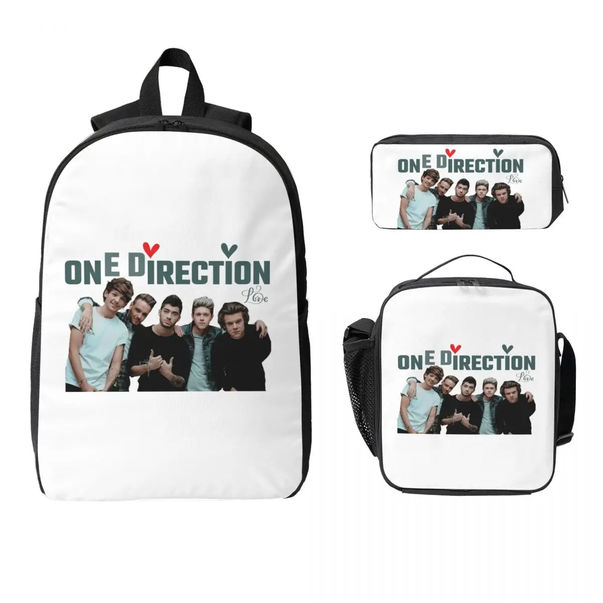 One DIrection Love Backpack Boys Girls BookBag School Bag Laptop Shoulder Bags 3ps Insulated Lunch Bag Pencil Case