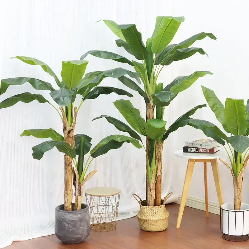 

150cm/120cm Artificial Large Banana Tree Potted Tropical Fake Green Plants Palm Leafs Bonsai for Home Office Garden Decoration