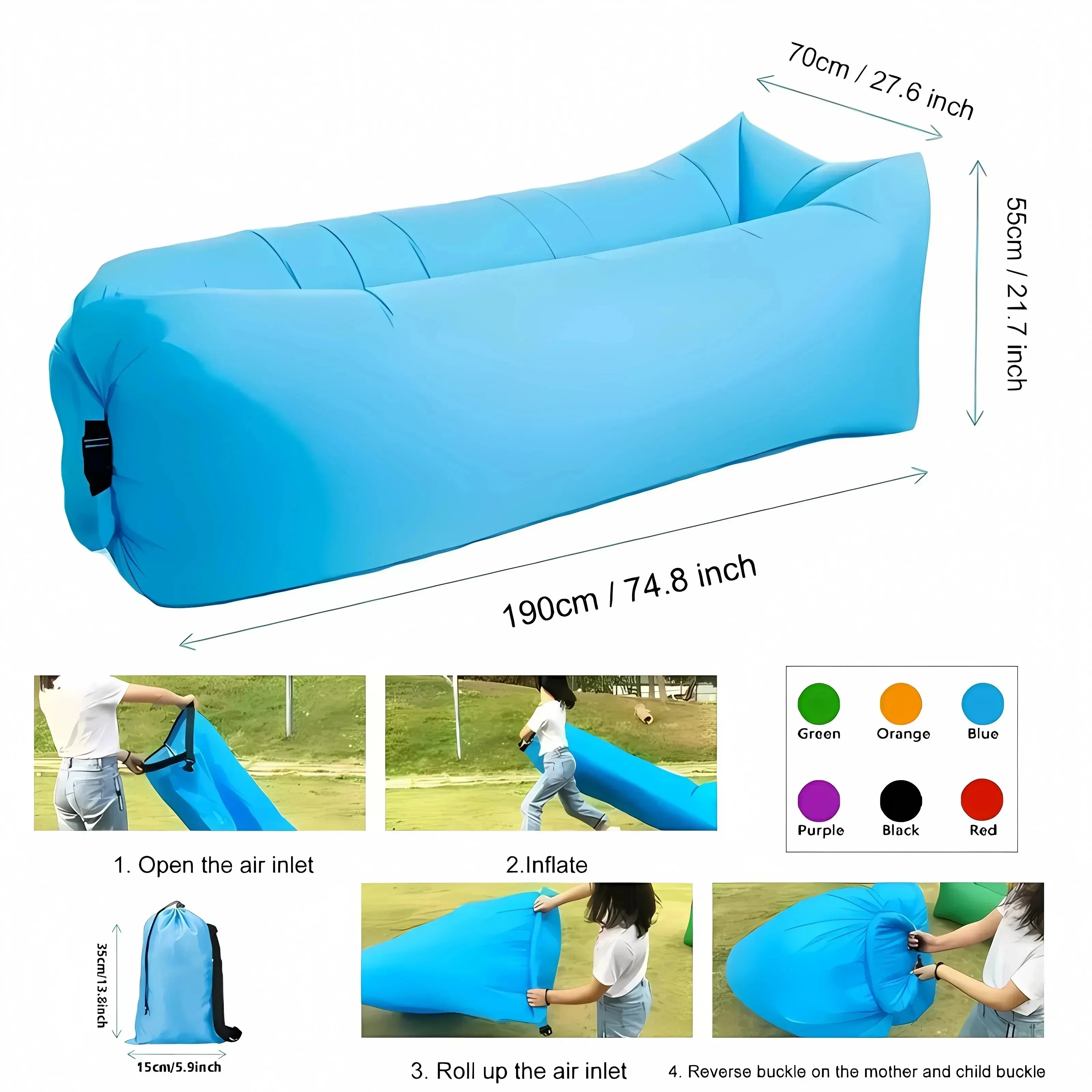 

Outdoor Portable Inflatable Sofa Inflatable Outdoor Air Sun Inflatable Lounger Blow Up Chair Bag Banana Camping Air Bed Beanbag