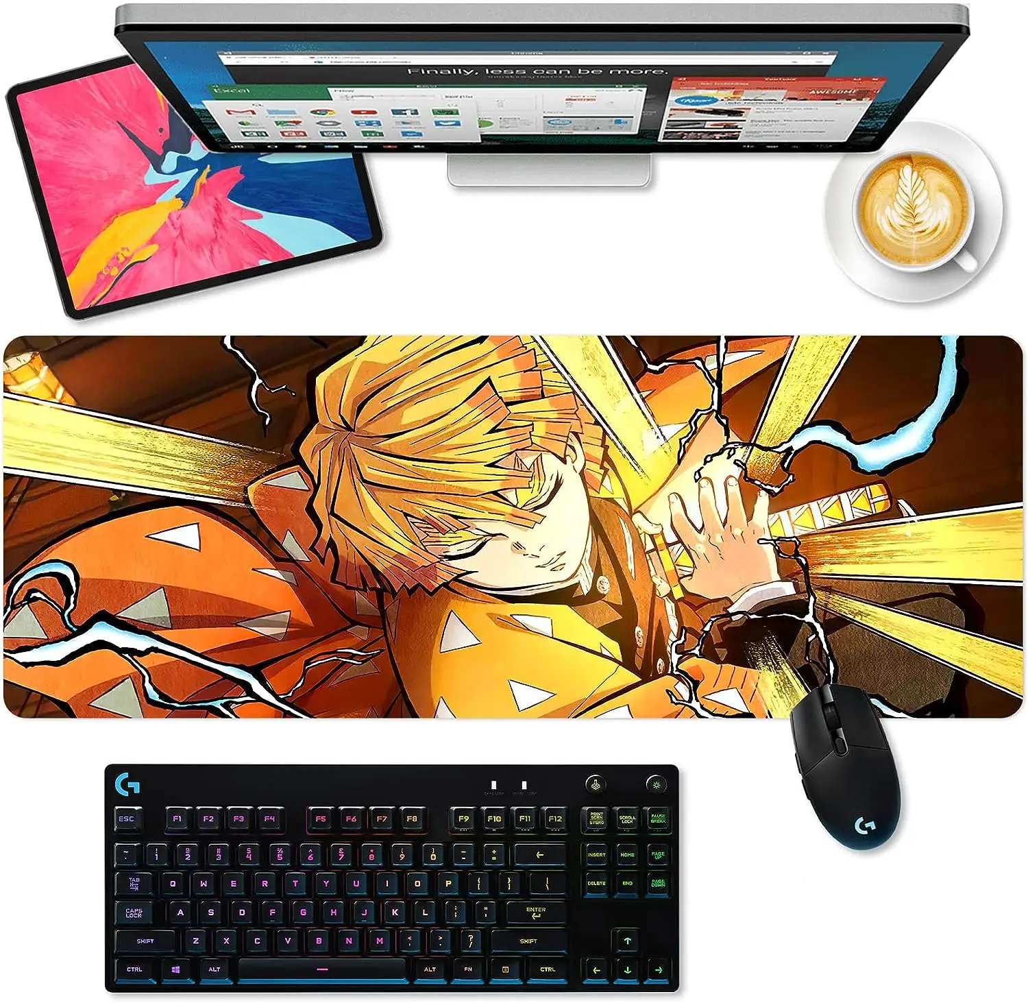 NITELUO Demon Slayer Mouse Pad - Large Gaming Mouse Pad Anime, Agatsuma Zenitsu 11.8inch X 31.5inch Home Office Long Desk Mat