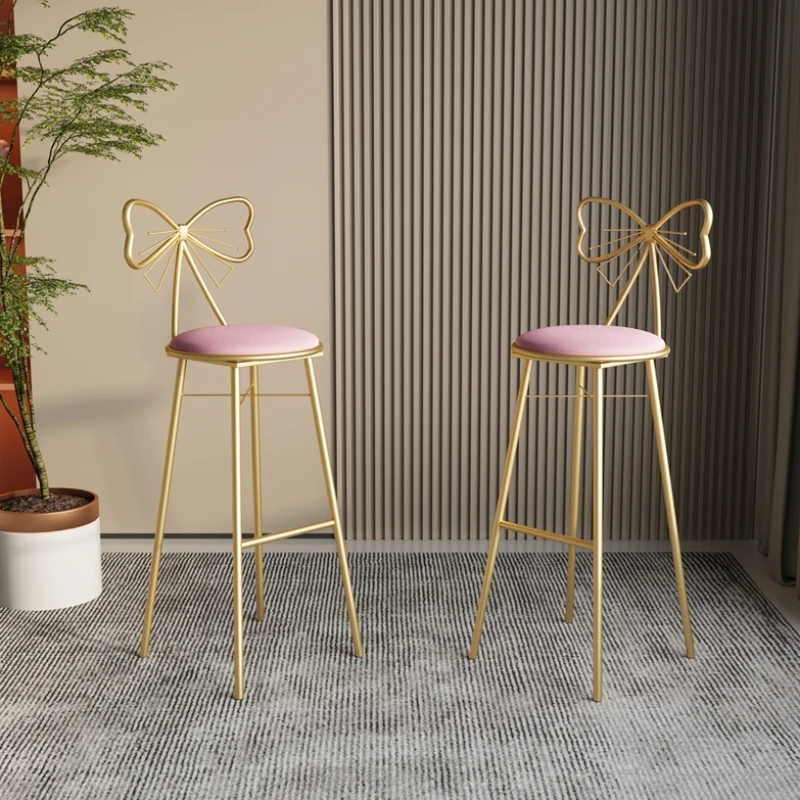 Design Metal Bar Chairs Stool Luxury Gold High Nordic Bar Stools Minimalist Comfortable Silla Alta Para Barra Salon Furniture