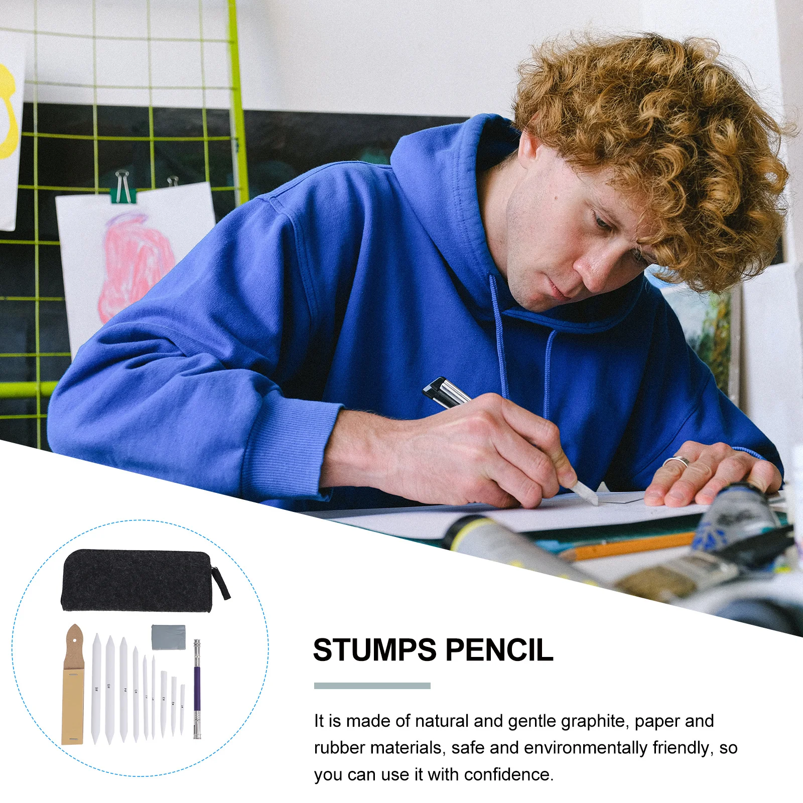 19pcs Blending Stumps Set Sketching Drawing Kit Wipeable Paper Pen For Painting Tools Stationery Students Artists Practice
