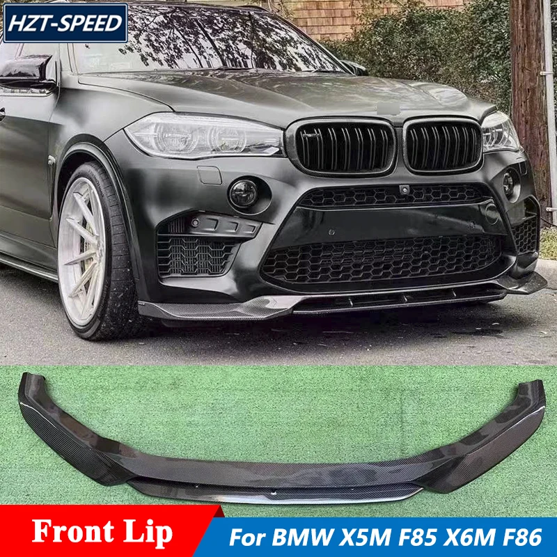 V Style Carbon Fiber Front Bumper Lip Spoiler Trims For BMW X5M F85 X6M F86 Tuning 2015 Up