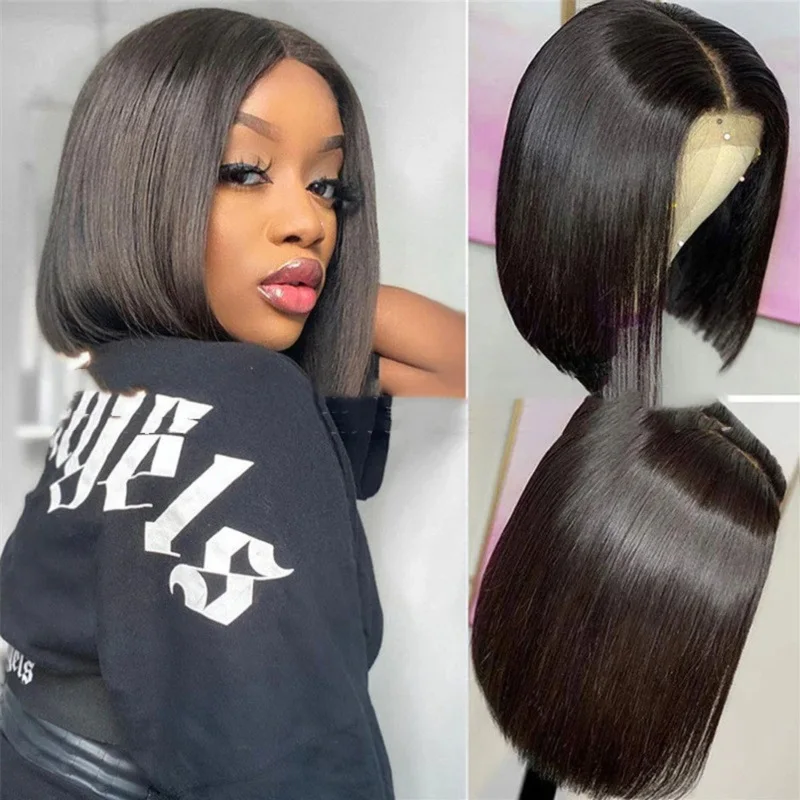 Cheap Short Bob Wigs Double Drawn Raw Vietnamese Glueless Straight Wig Human Hair 13X4 Hd Transparent Lace Front Wigs For Women