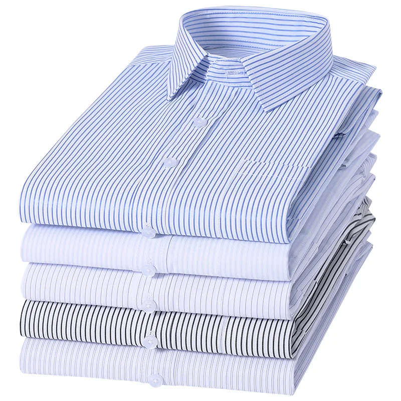 Men's Premium Cotton Dress Shirt Long Sleeve Big Size S-8XL Business Formal Office Work Slim Fit Solid Color Professional Shirts