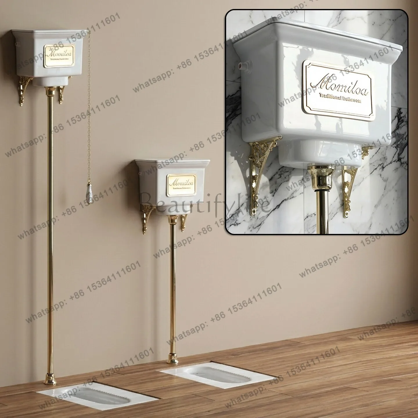 Shop gold silver retro metal white water tank European style