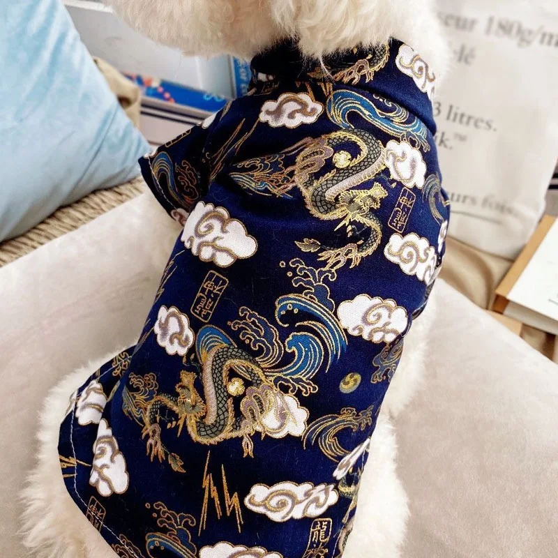 New Winter Warm Dog Jacket Pet Puppy Chinese Styles Embroidery Clothes New Year Costume Jackets Chinoiserie New Year Dog Clothes