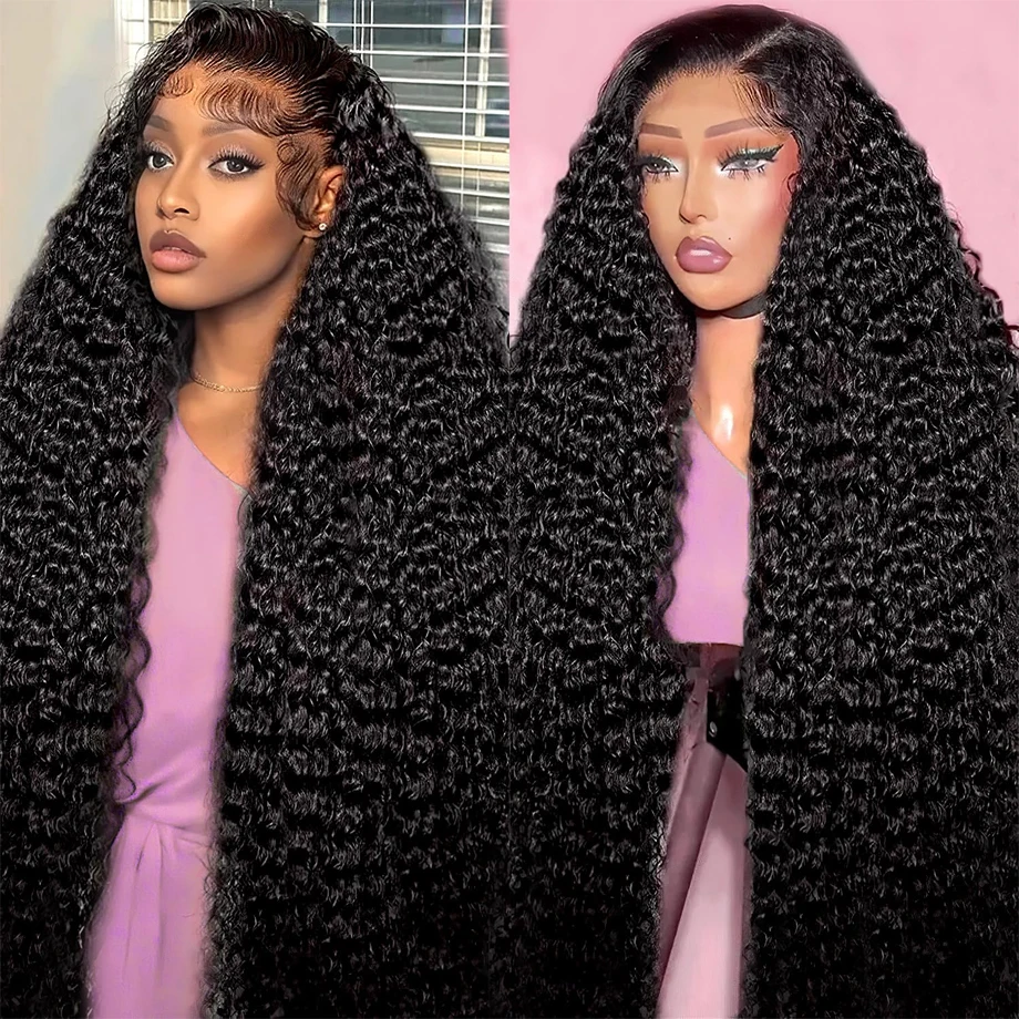 

30 32 36 дюймов Кудрявые вьющиеся 13x4 Прозрачные парики из натуральных волос на кружеве для чернокожих женщин Бразильские волосы 4x4 Парик с закрытием шнурка