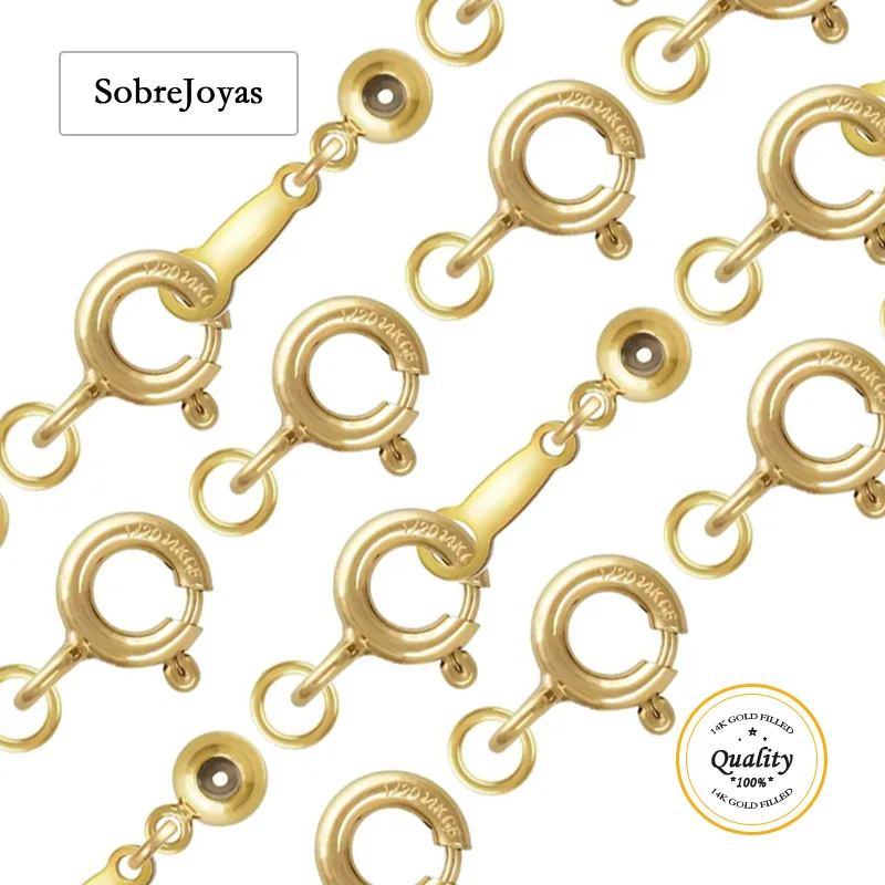 

Пружинная застежка-кольцо с позолотой 14 карат и силиконовой регулируемой бусиной 5 мм для ожерелья, браслета, принадлежностей для изготовления ювелирных изделий