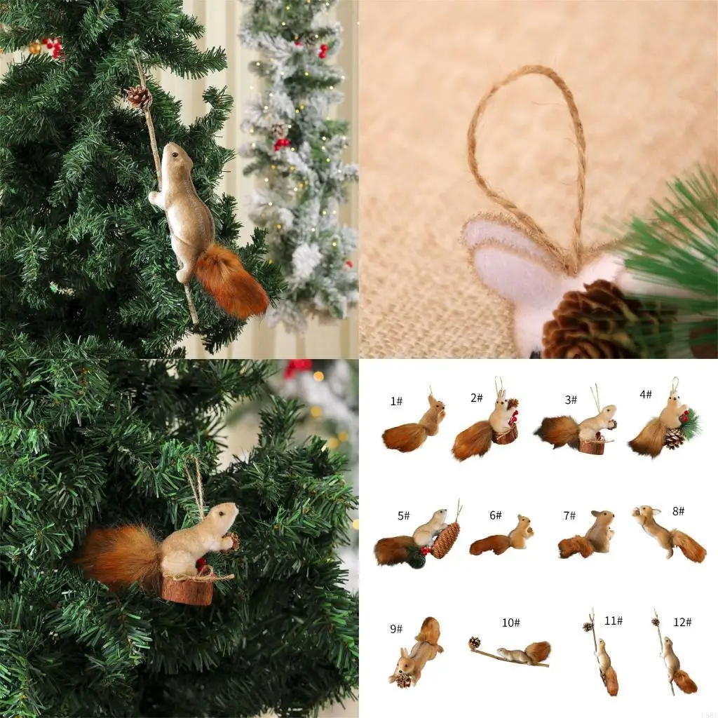 실내 및 야외 크리스마스 파티를위한 현실적인 다람쥐 교수형 장식 l5be