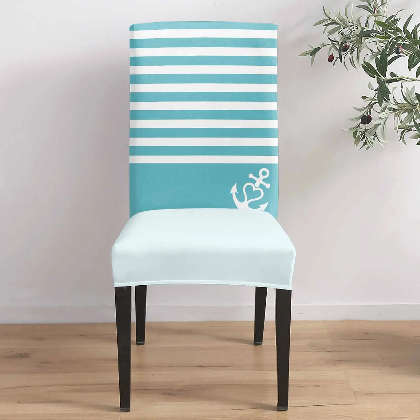 

Сине-белый полосатый якорь с принтом 4/6/8 шт. эластичный чехол на стул из спандекса для свадебного отеля, банкета, столовой
