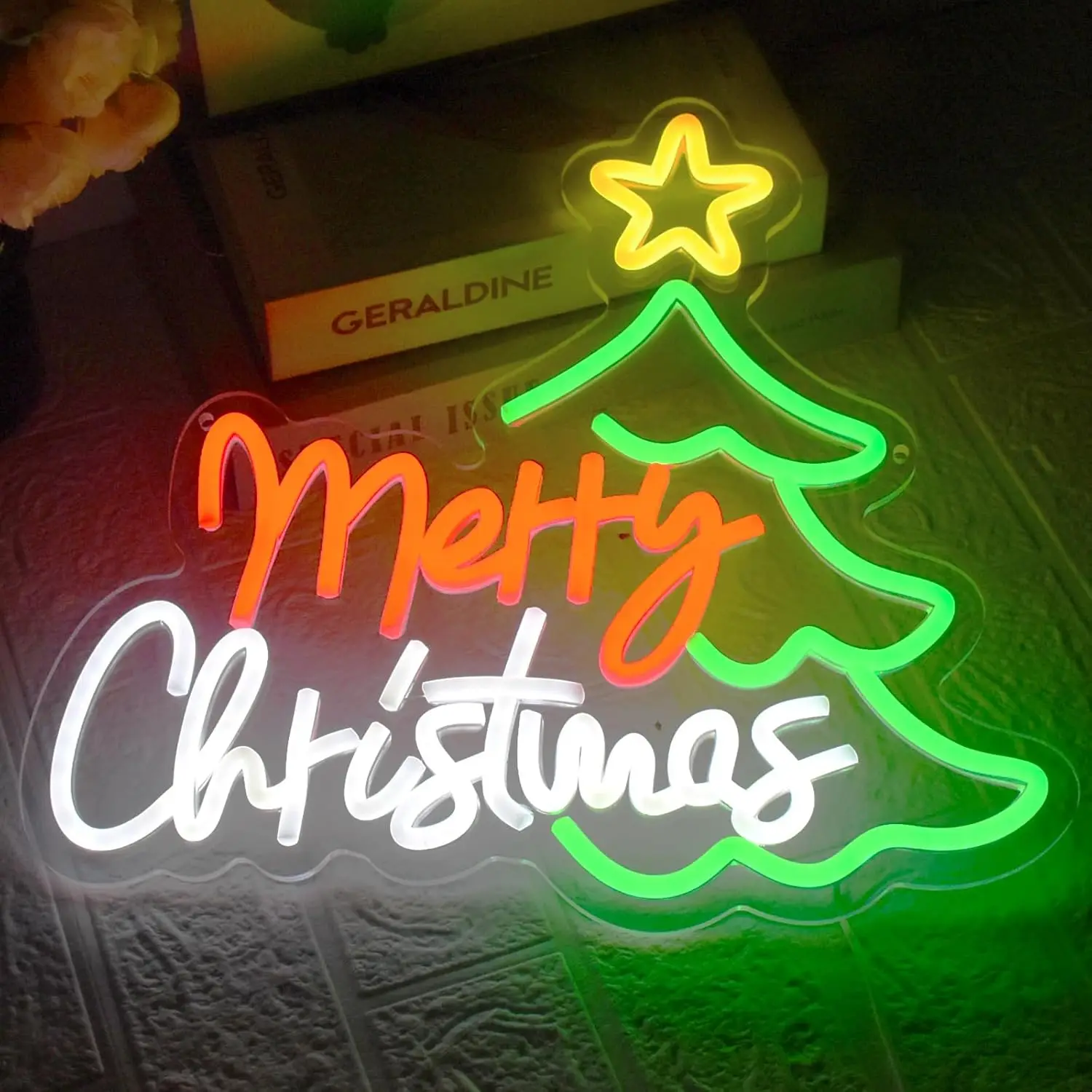 عيد ميلاد سعيد النيون تسجيل USB عكس الضوء شجرة عيد الميلاد مصباح ليد تسجيل لشريط رجل الكهف نادي غرفة الحفلات متجر نافذة ديكور المنزل هدية