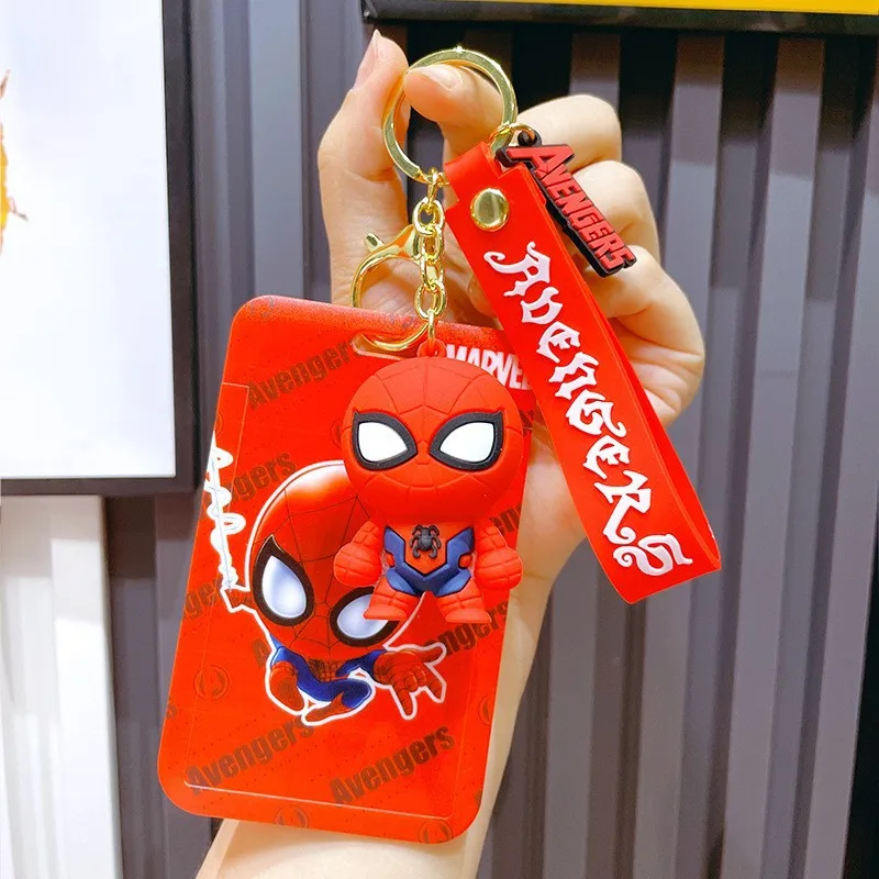 Disney Keychain Superhero Iron Man SpiderMan Hulk Thor Captain America Keyring ID Card Badge Holder Bag Car Pendant Gifts