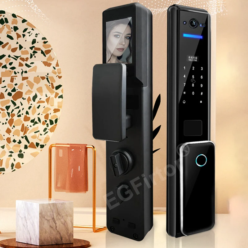 

3D Face Recognition Electronic Smart Door Lock Auto Cat Eye Security Door Fingerprint Intelligent Wifi Remote Control Lock