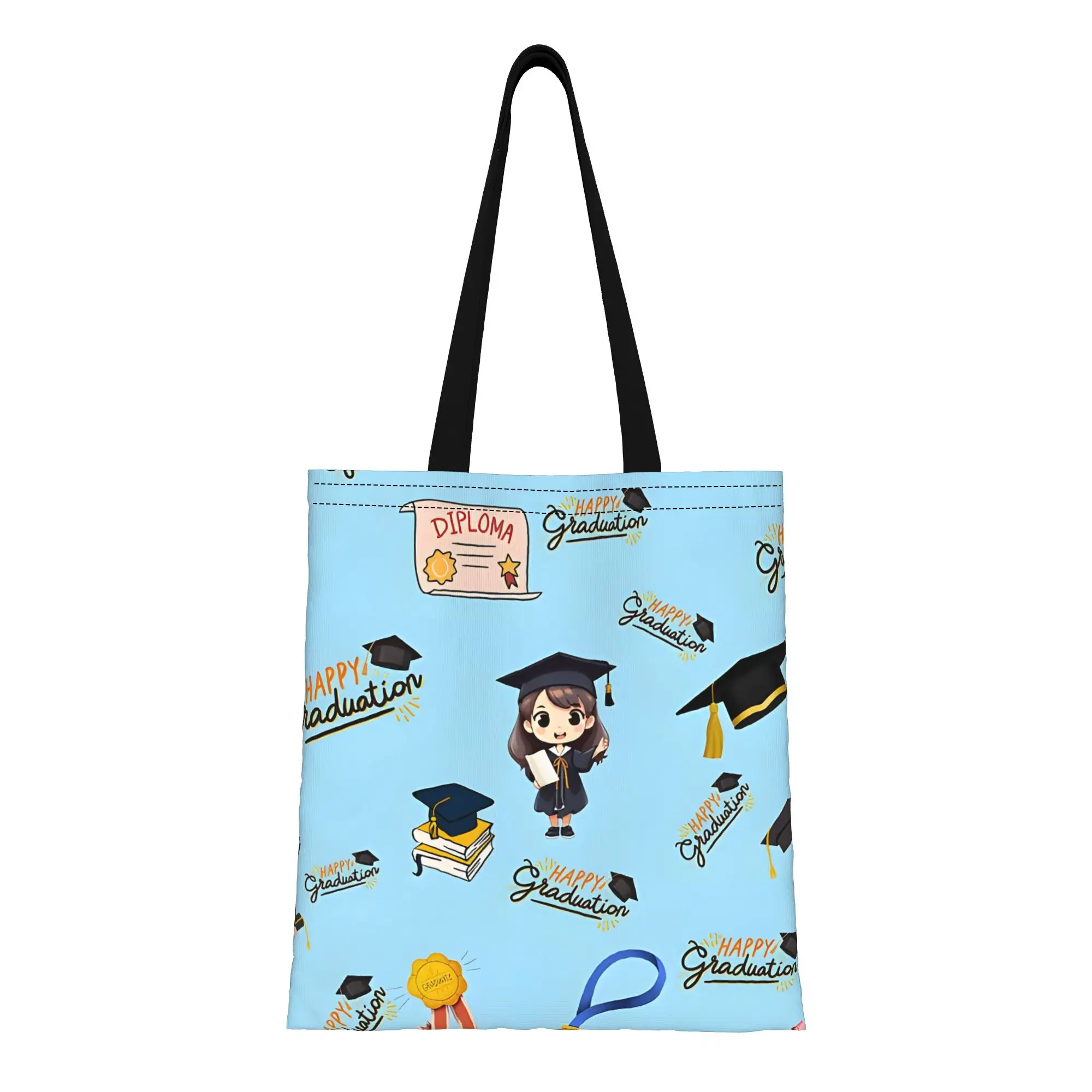 Graduation Graduation Pattern Canvas Woman Tote Bag for Shopping Travel Outdoor Heavy Duty Shoulder Handbag gift