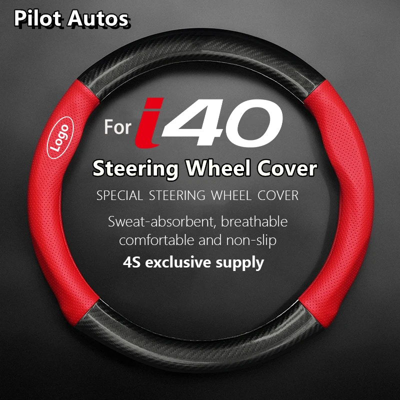 For Hyundai For i40 Steering Wheel Cover Genuine Leather Carbon Fiber Summer Winter Women Man