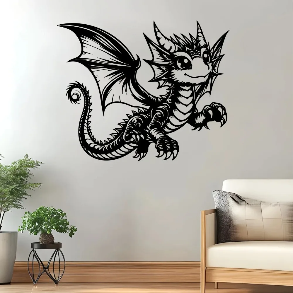 1pc Adorable Dragon Metal Wall Art, Weather-Resistant Iron Sculpture Mural for Fantasy Fans Bedroom Garden Decor