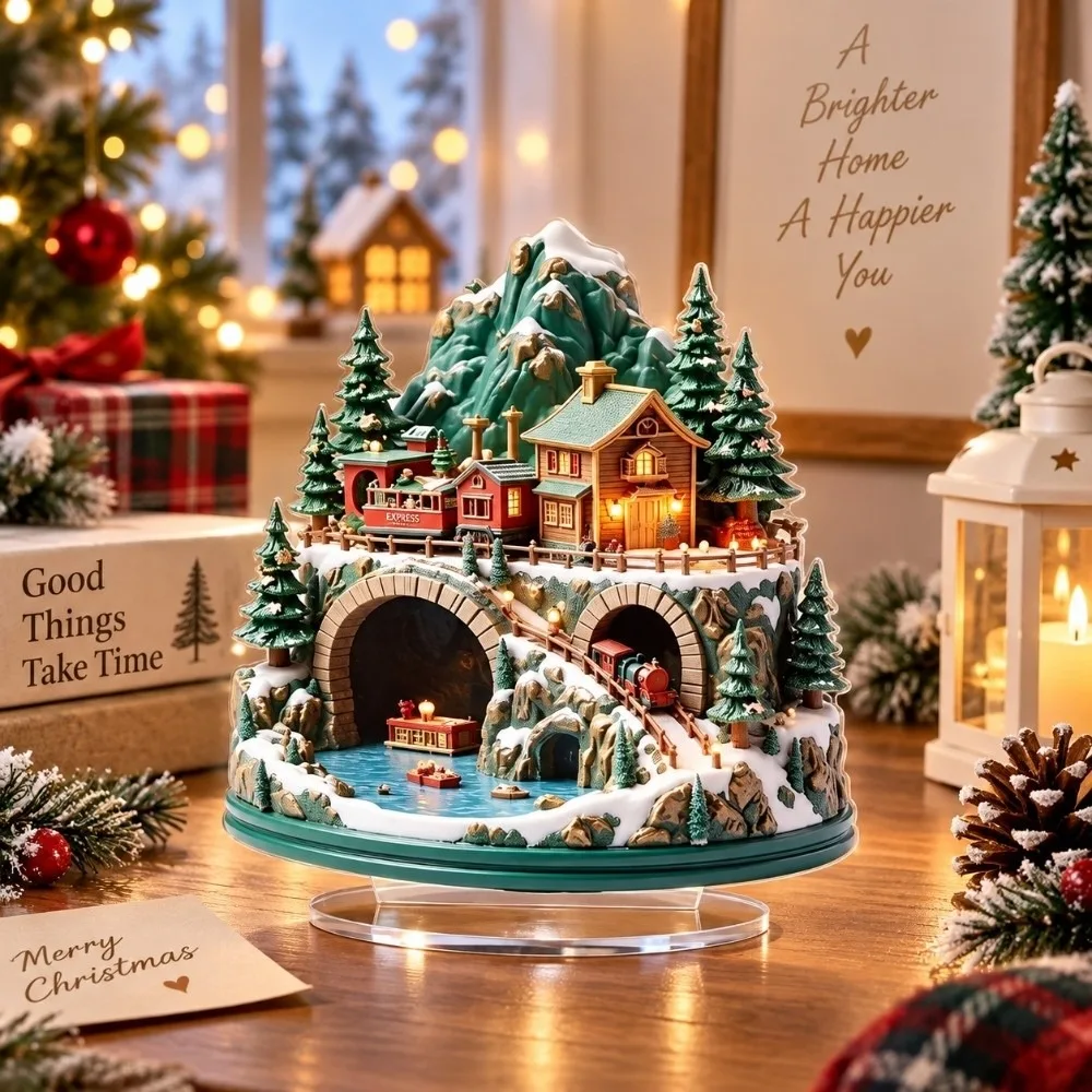 2D Flat Christmas Scene Ornaments Acrylic Elk Snowman Xmas Tabletop Decoration Carousels Prayer Girl