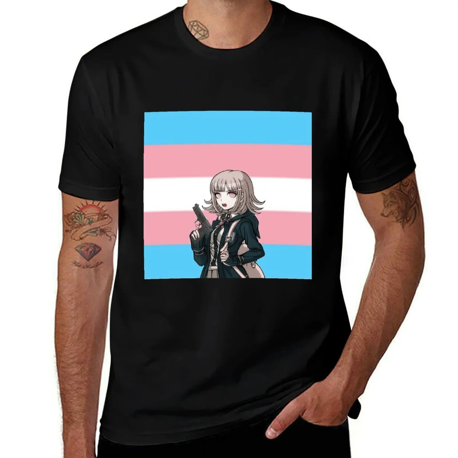 

Футболка Chiaki Nanami Trans Pride, мужская футболка, хлопковые футболки высокого качества для мужчин, облегающие футболки с принтами, футболка