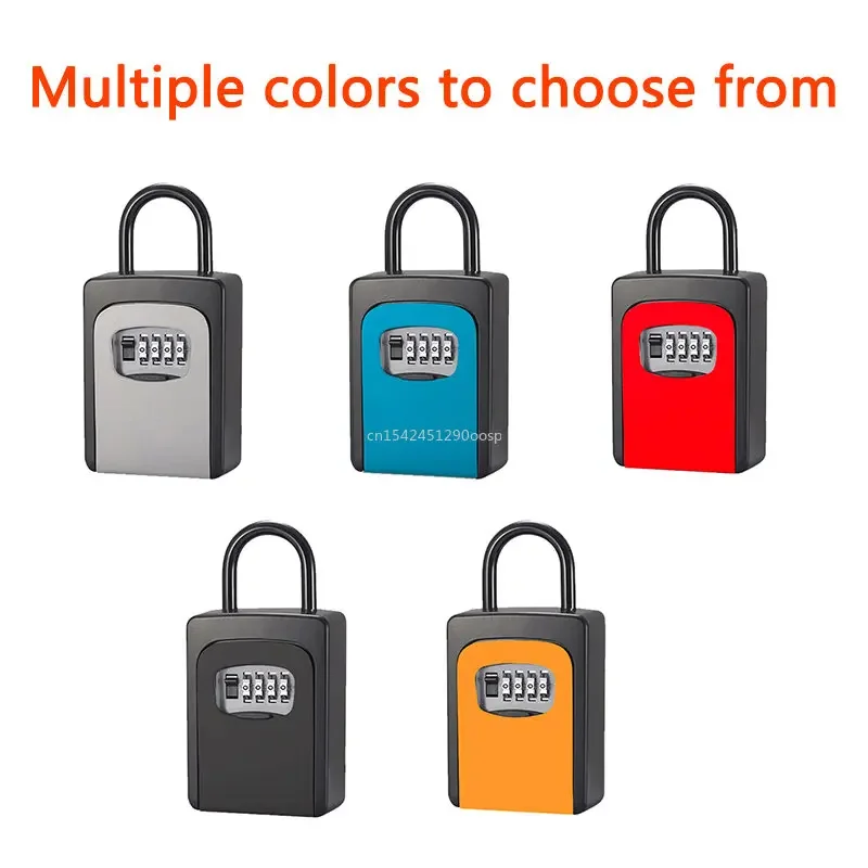 Weatherproof Aluminum Alloy Key Lock Box - Wall Mount 4 Combination Key Safe Storage for Indoor & Outdoor Use