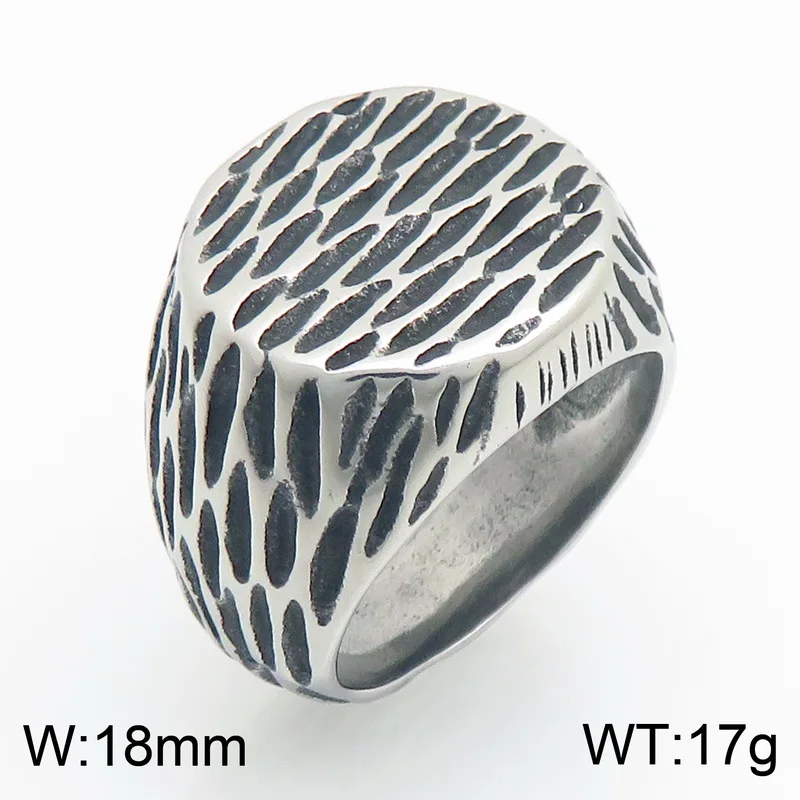 Kalen Punk Edelstahl-Siegelring für Herren, Retro-Hammermuster, Finger-Anillos, Damen-Schmuck, Geschenke – Detail 1