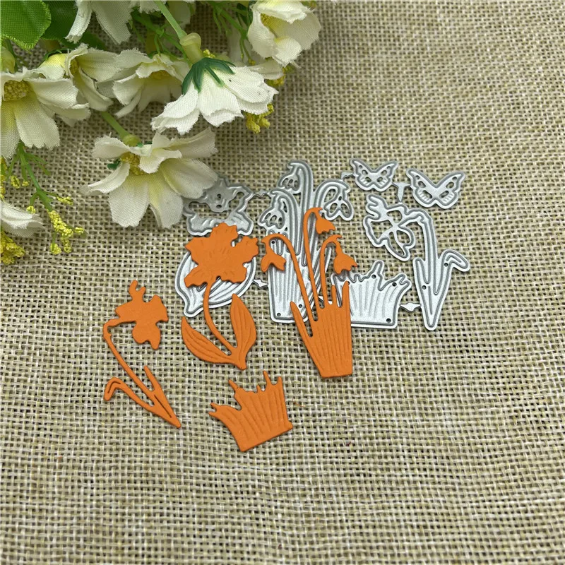 Flowers plants Metal cutting dies  mold Round hole label tag Scrapbook paper craft knife mould blade punch stencils dies