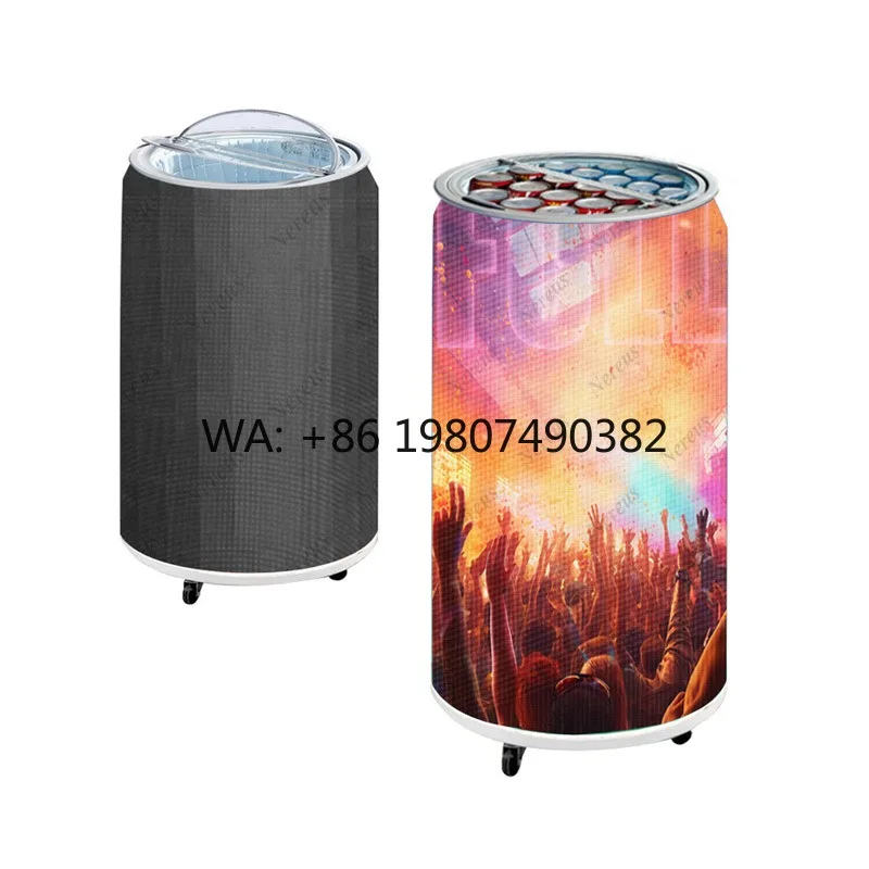 P1.86 High Bright Cylinder Can LED Screen IP65 Waterproof APP Control Built-in Refrigerator Indoor Outdoor Display 3 Years