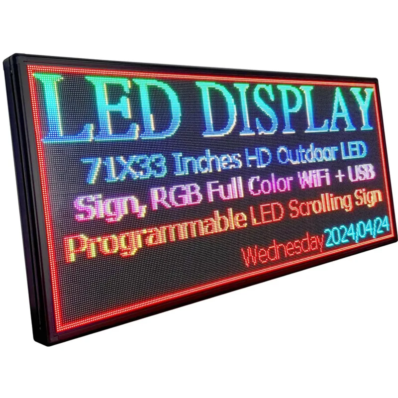 Imagem -03 - Sinal de Led Programável p6 para Exterior Ip45 à Prova Dágua Wifi e Usb Led Scrolling Message Board 71x33 in