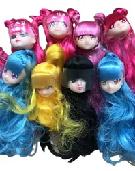 Anime Jenny Licca Doll Heads Colorful Long Hair Good Makeup Doll Parts Rare Face Doll Accessories Original Doll Decors