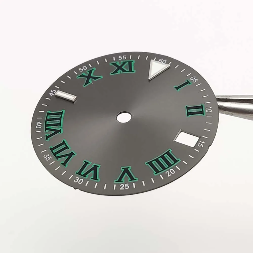 28.5mm Men's Watch Dial Accessory for NH35 Movement Light Gray Fashion Dial Replacement