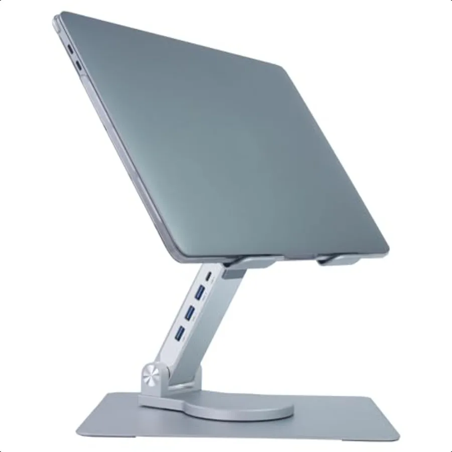 

Adjustable Laptop Stand With 360 Rotating Base Foldable Ergonomic Riser for Desk Swivel Computer Stand for Tablet Metal Holder