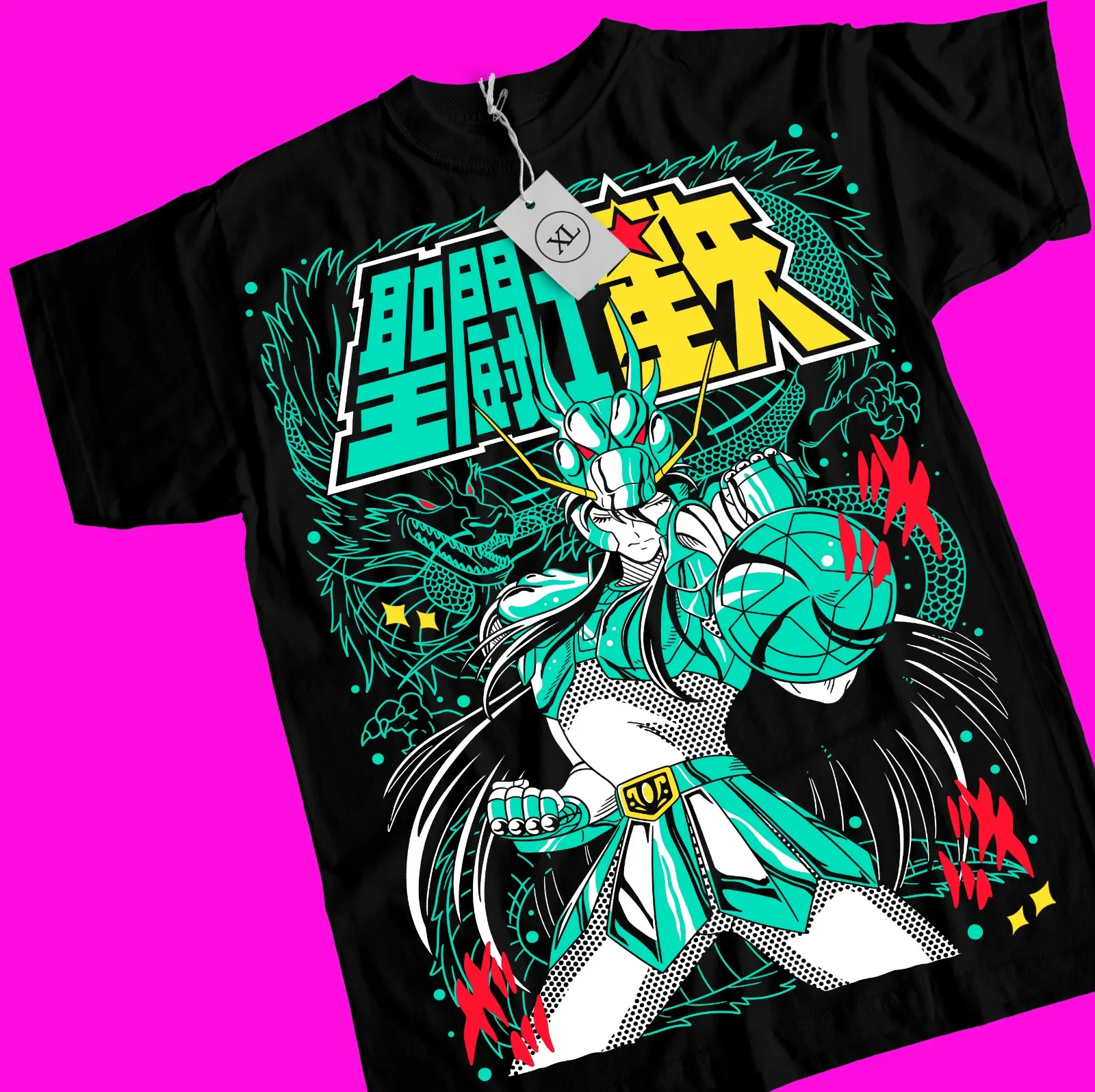 T-shirt Dragon Shiryu Saint Seiya, chevaliers du zodiaque, ikki, manga, anime et shun
