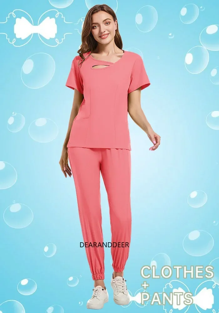 Uniformes quirúrgicos para mujer, conjunto de ropa de trabajo para enfermera médica, salón de belleza, Top de pantalones clínicos, traje de enfermería para médico y Spa