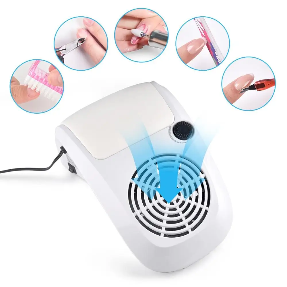 KADS Nail Dust Collector Suction Fan with 2 Dust Collecting Bags Powerful Nail Vacuum Cleaner Machine Manicure Salon Tools