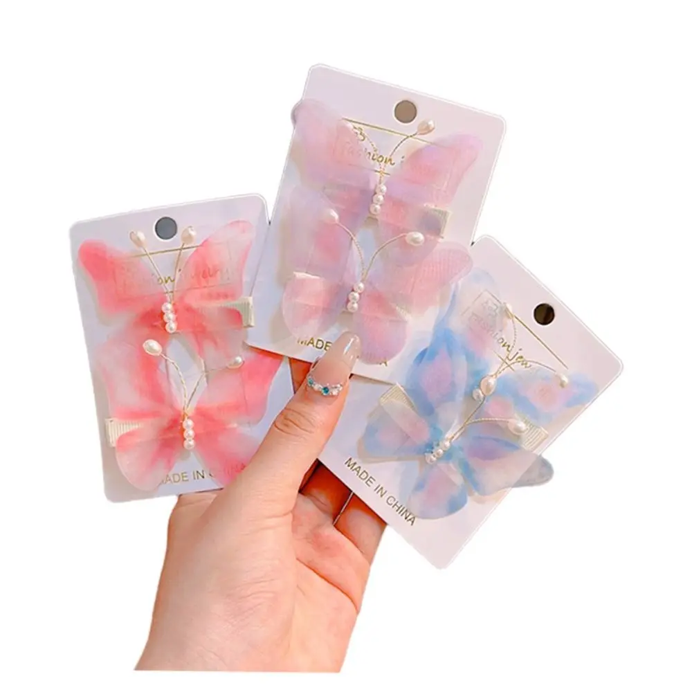 Pearl Butterfly Hair Clip Lovely Hair Accessories Mesh Hanfu Hairpin Traditional Hair Ornaments Children Barrette Girls image 6