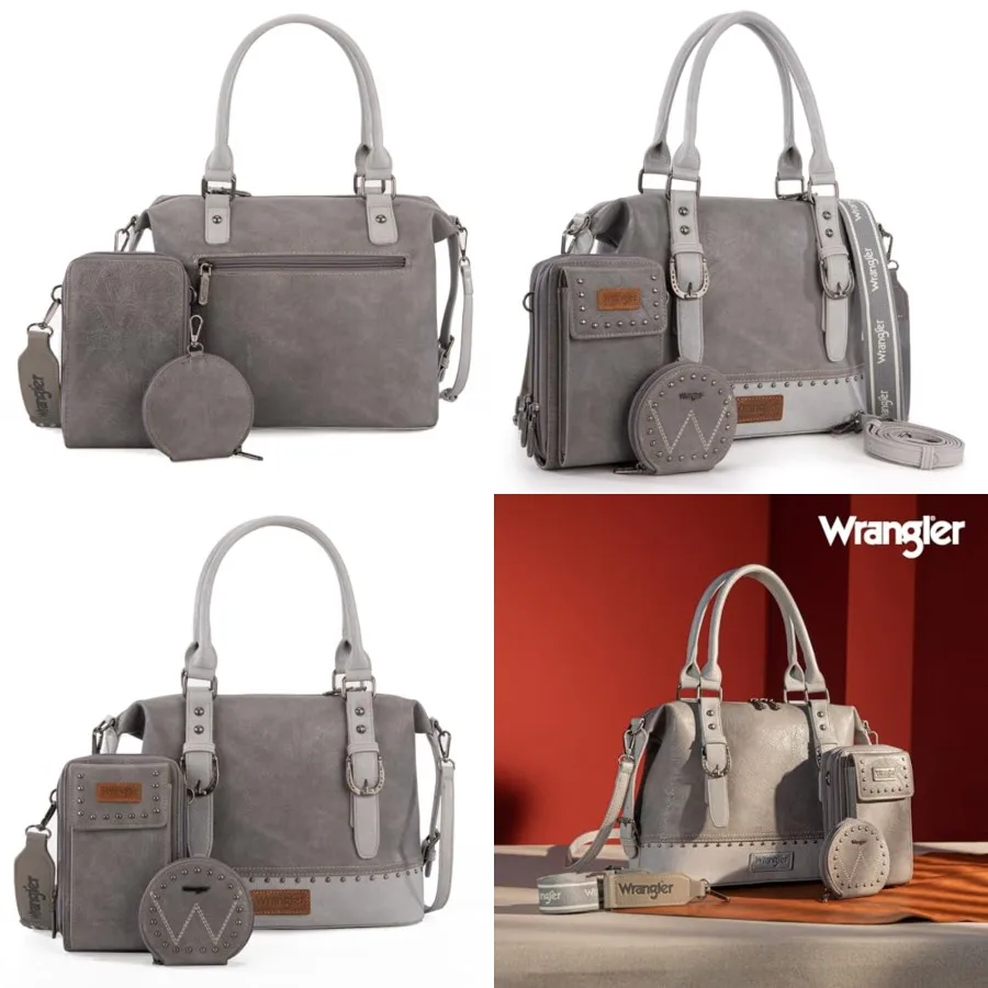 Wrangler 3Pcs Doctor Bag Sets for Women Top-handle Satchel Bag with Cell Phone Handbag and Coin Purse