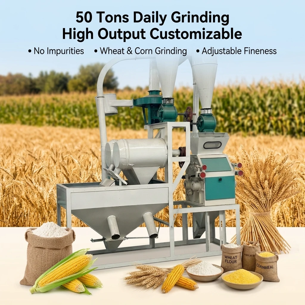 Automatic 50D T Corn Flour Milling Machine Industrial Roller Mill 380V Power for High Output Maize Processing Production Lines