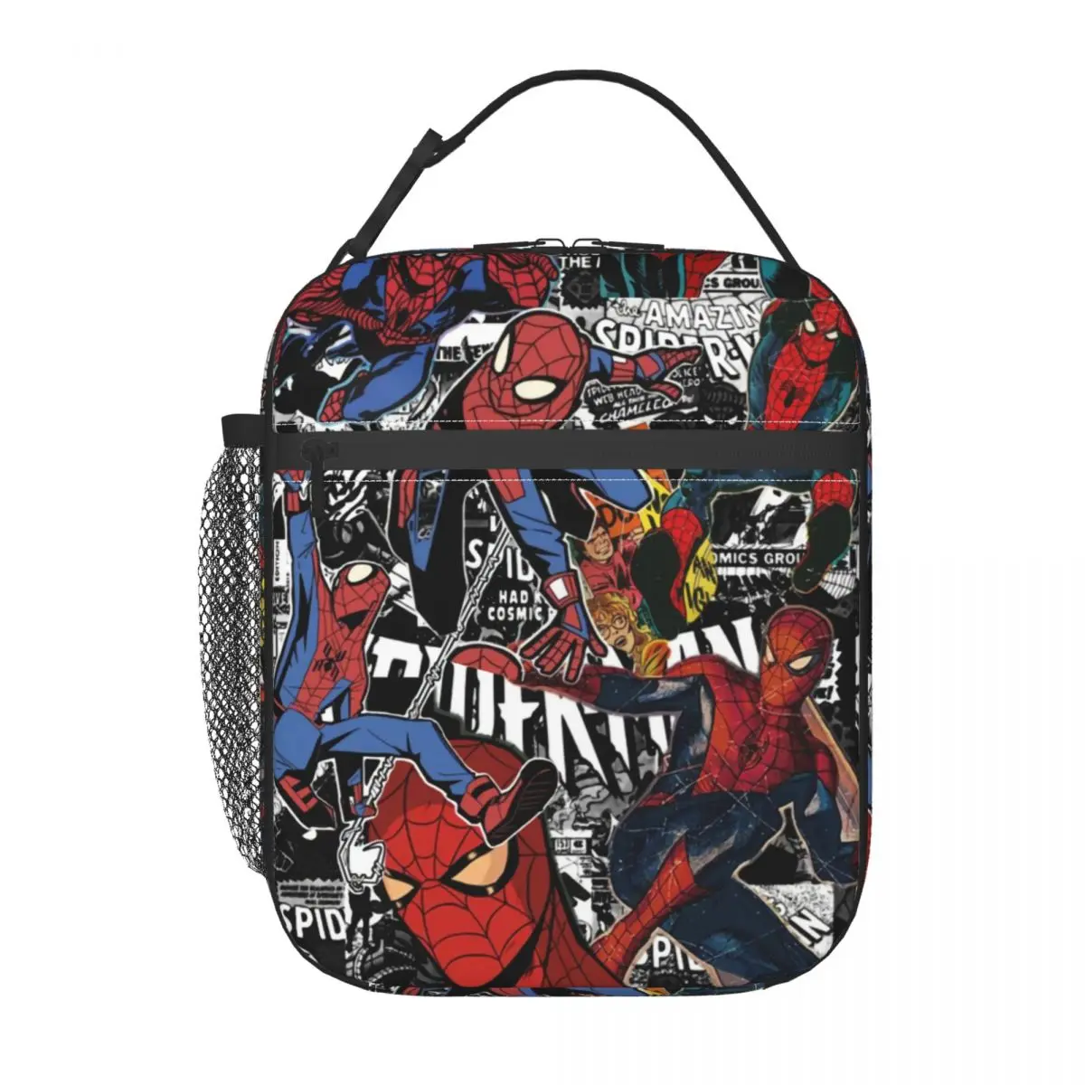 Custom Spider Man Collage Insulated Lunch Bags for School Office Food Portable Thermal Cooler Bento Box Women Kids