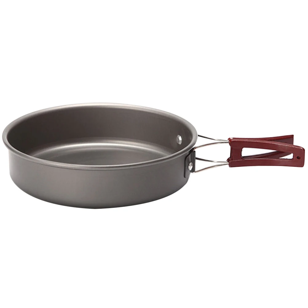 

Outdoor Pot Size Red Handle Frying Pan Camping Cookware Wok Skillet Egg Pan Camping Accessories Portable Aluminum Alloy