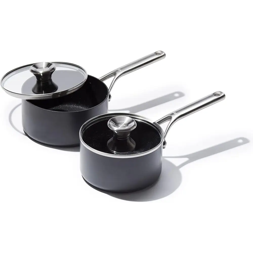 

Профессиональный набор кастрюль 1.7QT и 2.3QT с крышками, из твердоанодированной нержавеющей стали, с антипригарным покрытием, подходит для индукционных плит, диаметр.