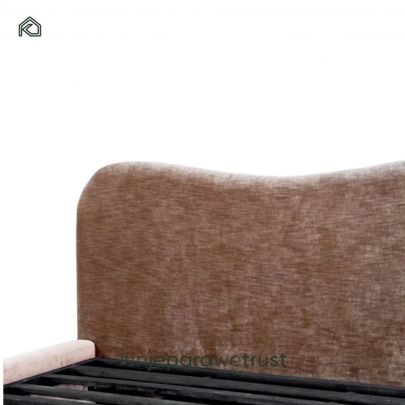 custom.Modern Unique/King Size Bed Wooden Frame Fabric Upholstery Widening Headboard Simple Design Soft Backrest Hotel Apa view 6