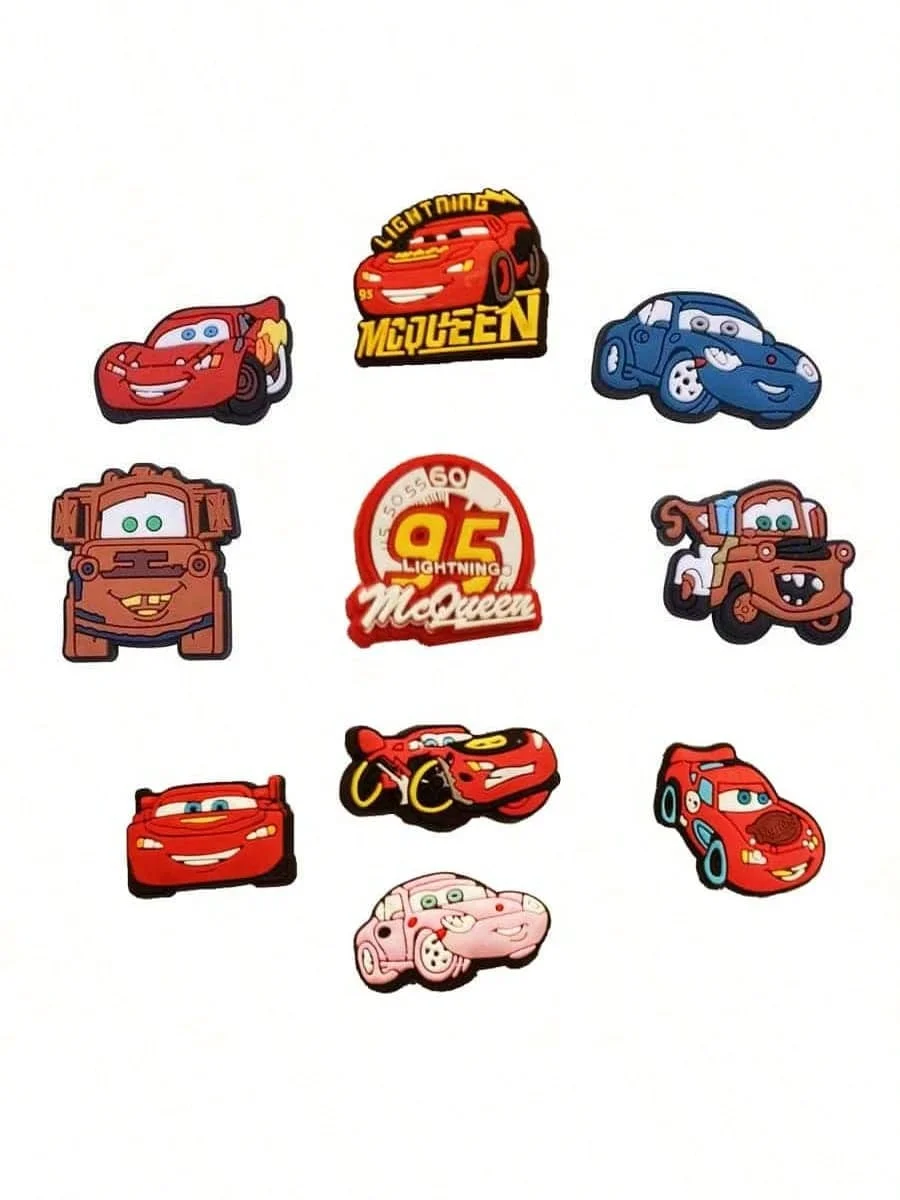 

10pcs Cars Shoe Decorations Accessories Charms For Clogs Bubble Slides Sandals, Gift Idea For Birthday Christmas Halloween Party Favors