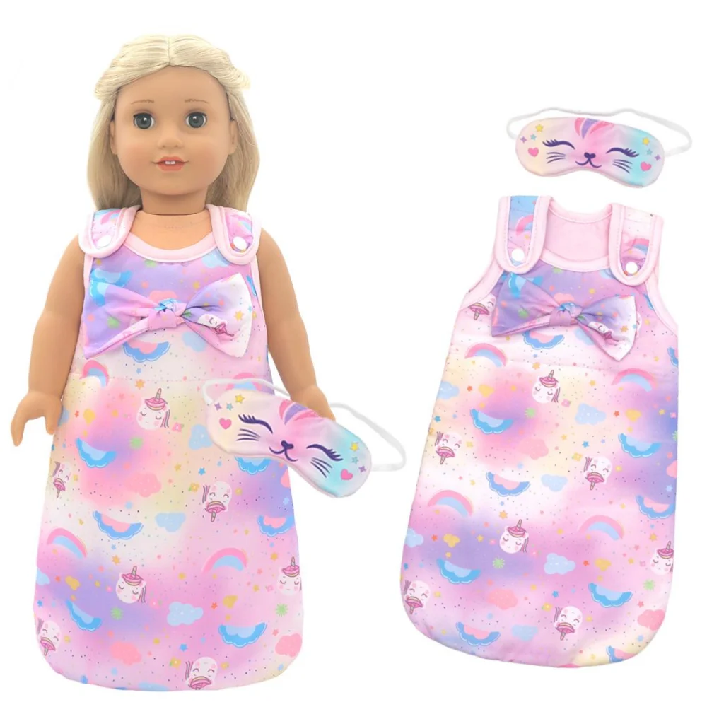 Alpaca Doll Sleeping Bag With Eye Mask Set Suitable For Dolls Of Different Sizes 10-18 Inch Doll Accessories 43cm Newborn