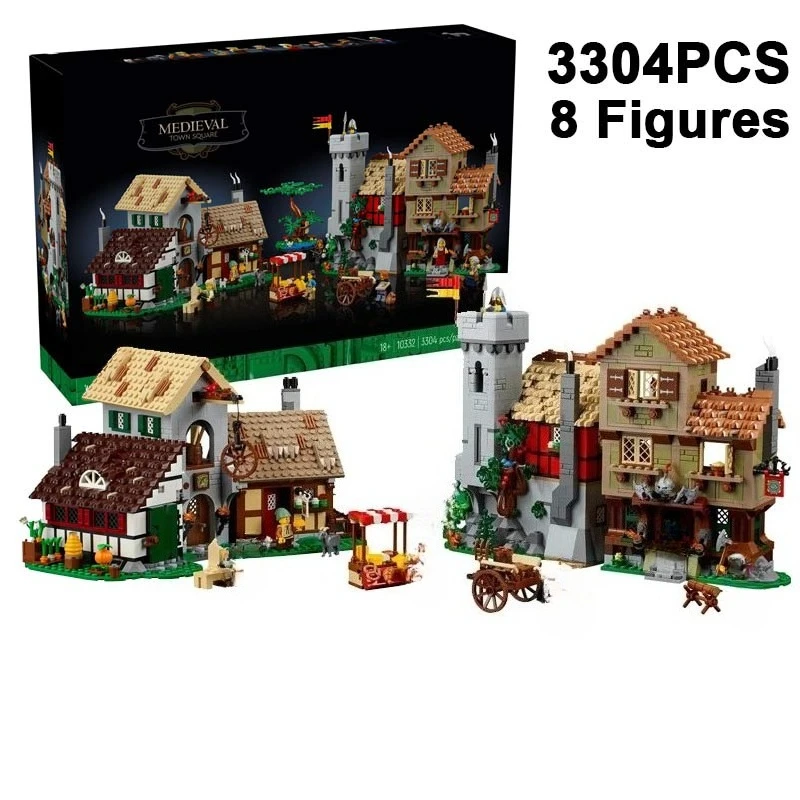 

3304PCS Creative Medieval Town Square Building Blocks City Street View Architecture Assemble Bricks Toy Gift For Adult Kids