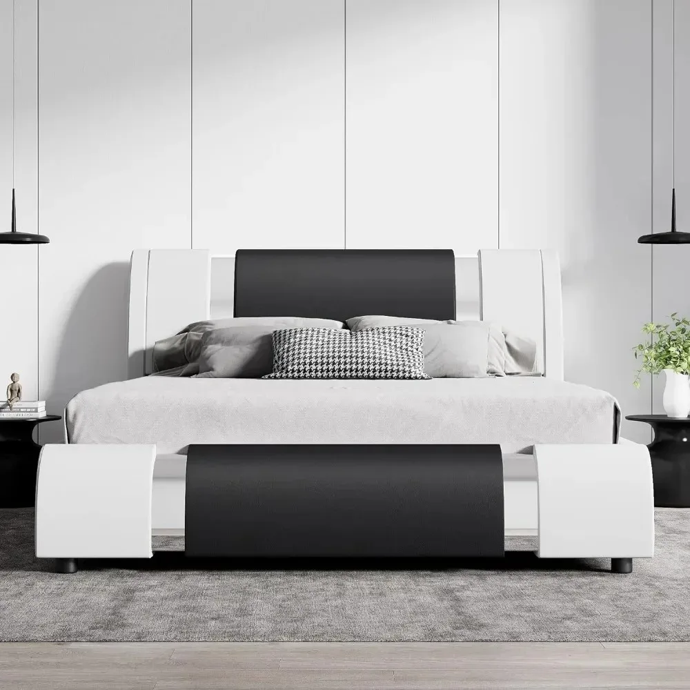 

Adjustable Headboard/Deluxe Upholstered Modern Platform Bed with Solid Wooden Slats Support/No Box Spring Needed