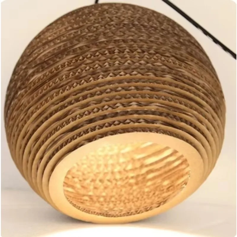 Natuurlijk Houten Rieten Bamboe Lichtschaduw 20Cm Modern Rond Ontwerp Hanger Lignt Hoes Voor Thuis Woonkamer Hotel Decoratief Licht