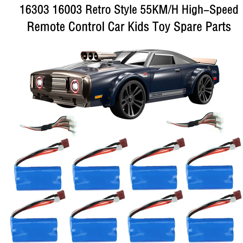 16303 16003 Retro Style 55KM/H High-Speed Remote Control Drift Racing RC Kids Toy Spare Parts 7.4V 3000MAH Battery/3 To 1 Line