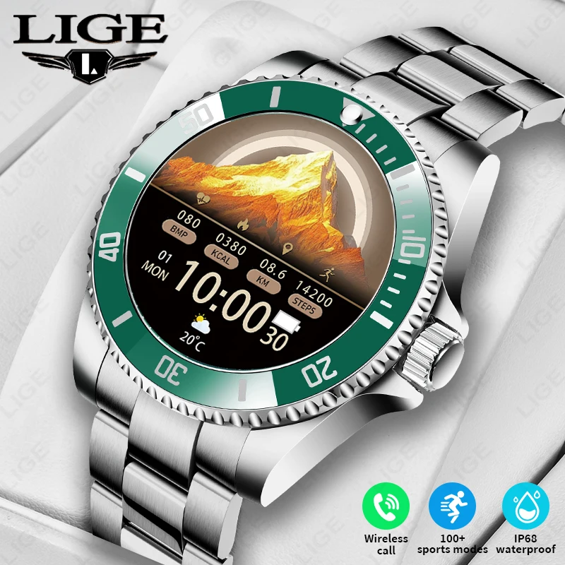 

Steel 1.27" HD Screen Steel Smart Watch Men IP68 Waterproof Bluetooth Call Clock Sports Men's Watches Health Monitor Smartwatch